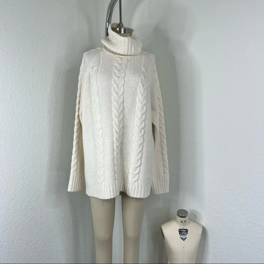 Kari Traa Lid Knit Turtleneck Cable Knit Chunky Sweater - Picture 1 of 8